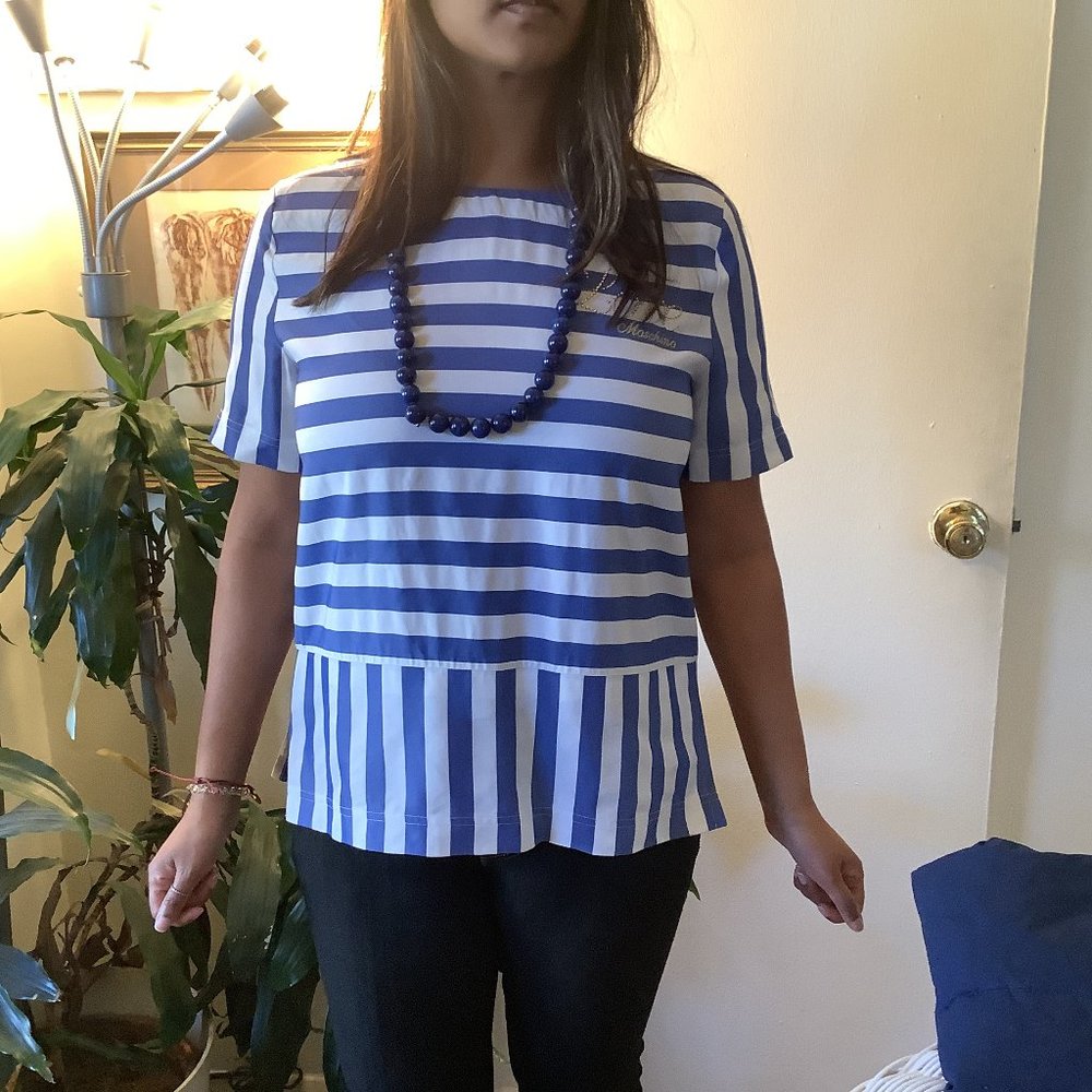 Love Moschino Blue and White woman's top